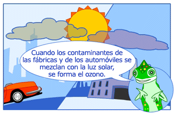 Cuando los contaminantes de las fábricas y los contaminantes de los automóviles se mezclan con la luz solar, se forma ozono