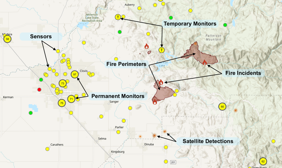 Ejemplo del mapa de incendios y humo, versión 4